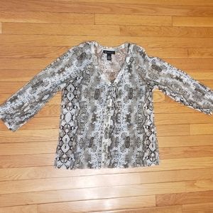 INC Sheer Snakeskin Print Top Size L